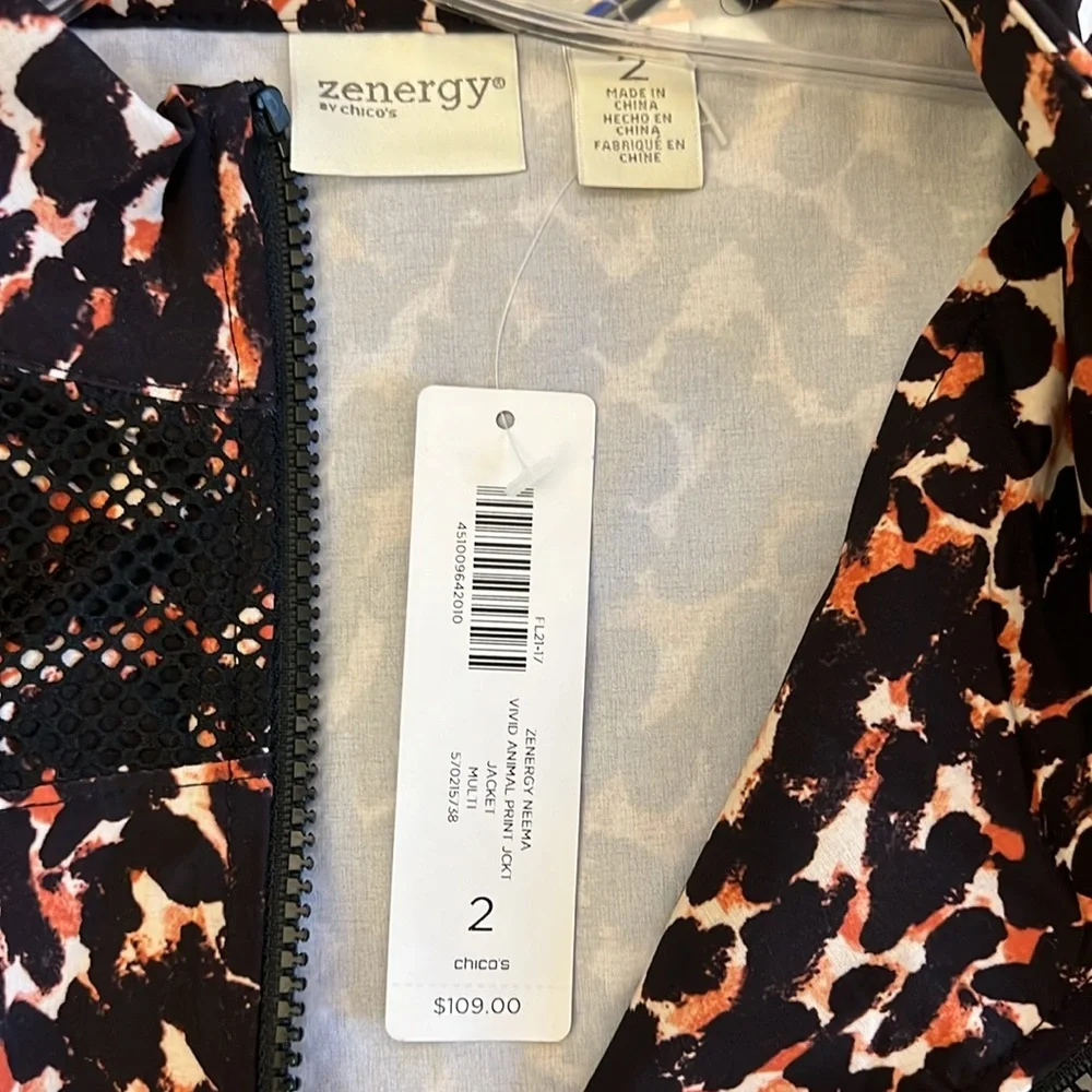 ZENERGY Neema Vivid‎ Animal Jacket Size L NWT By Chico’s